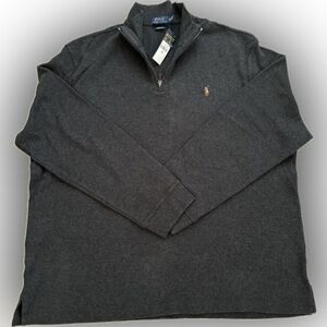 NWT Polo Ralph Lauren Estate-Rib Quarter-Zip Pullover Men’s Size XXL Dark Gray